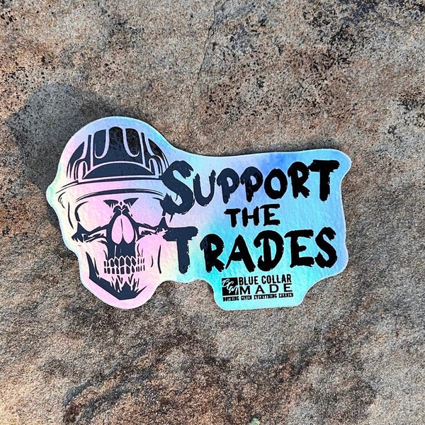 Blue Collar Working Class Vinyl Sticker | Support the Trades skull sticker | Skilled Labor | Hardhat stickers | Blue Collar stickers
