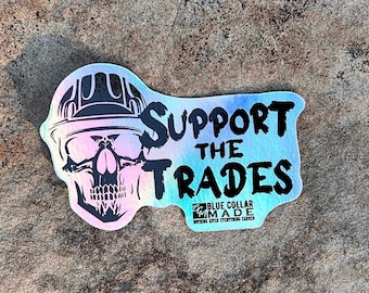 Support the Trades Skull Sticker | Blue Collar Hardhat Vinyl Decal
