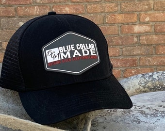 Blue Collar Made Black Mesh Snapback Hat | Tradesmen Gift