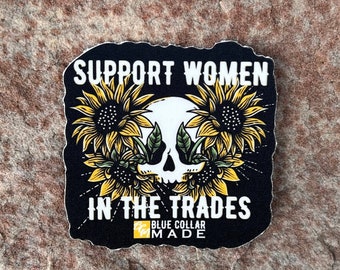 Sunflower Women in Trades Sticker | Blue Collar Hard Hat Decal