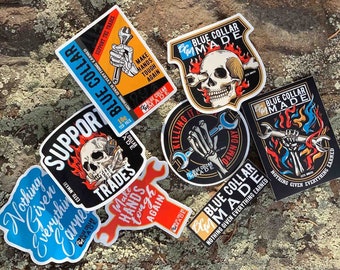 Blue Collar Hard Hat Sticker Pack | Tradesman Decals