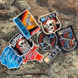 Blue Collar Hard Hat Sticker Pack | Blue Collar Stickers | Blue Collar Gifts | Support the Trades | Welder stickers | Hardhat stickers