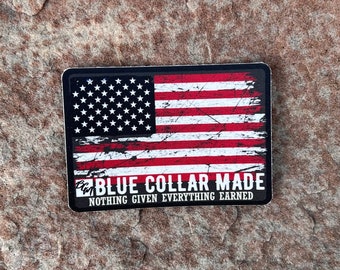 American Flag Blue Collar Hard Hat Sticker | Tradesman Vinyl Decal
