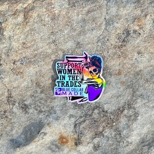 tradeswoman hardhat sticker holographic