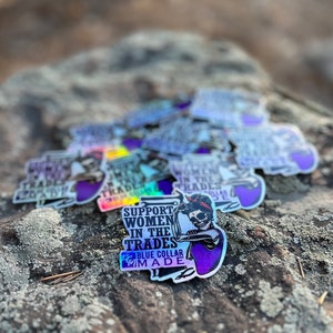 holograhic tradeswoman sticker