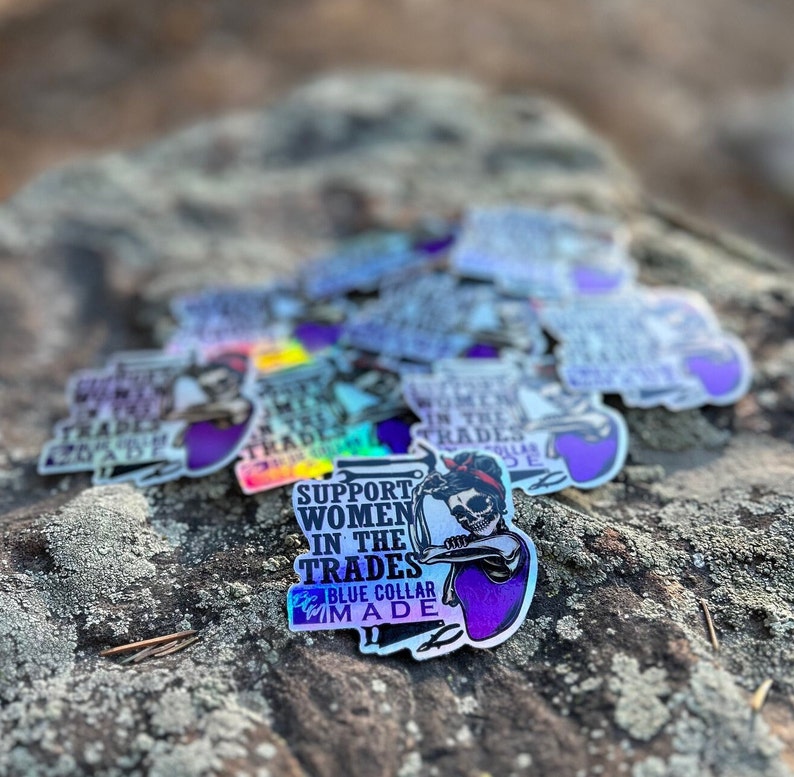 holograhic tradeswoman sticker