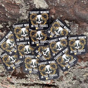 Support women in the trades blue collar sticker
