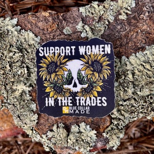 Sunflower Women in Trades Sticker | Blue Collar Hard Hat Decal image 2