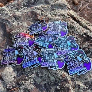 tradeswomen hardhat sticker holographic