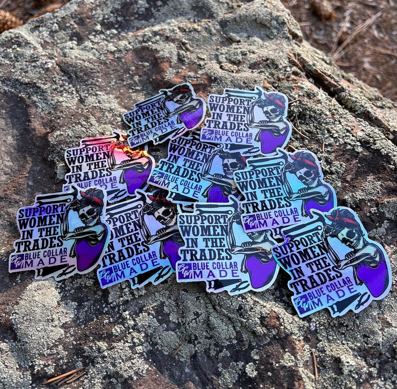 tradeswomen hardhat sticker holographic