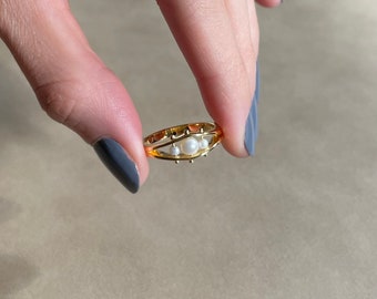 Pearl gold anxiety ring, meditation ring, fidget ring, anxiety jewelry