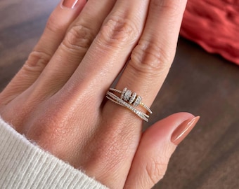 White topaz, gold anxiety ring, meditation ring, fidget ring, anxiety jewelry