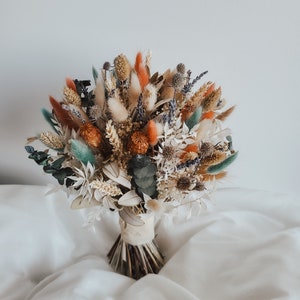 Rustic boho Bouquet, bouquet for wedding, Spring lavender bouquet, Eucalyptus, Blue thistle, Dried wedding flowers, rustic bride image 3