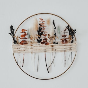 Cerceau de couronne d'automne, sticker mural couleur automne, cerceau en or fleur d'automne, couronne minimaliste, bague de fleurs, couronne de fleurs séchées, fleur bohème rustique