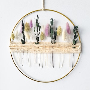 Dried wreath hoop , wall decor, Gold Hoop Wreath Boho, Minimalistic wreath, Gold Hoop Flower ring, Dried floral wreath, rustic boho flower