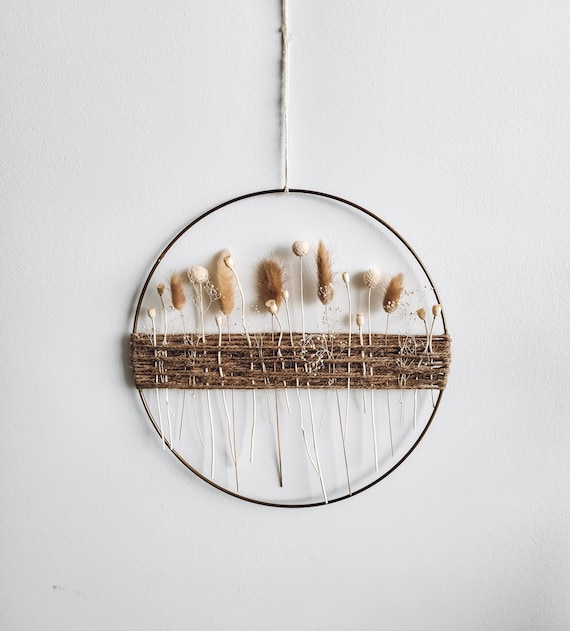 Dried Flower Wreath Neutral, Minimalistic Boho wreath, winter wreath, christmas decor, rustic boho flower ring, beige, white wreath