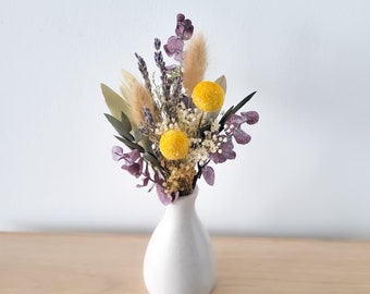 Mini Dried Floral bouquet, mini dried flower vase, yellow Dried Bouquet, vase arrangement, billy bobs, small centrepieces, DYI flowers