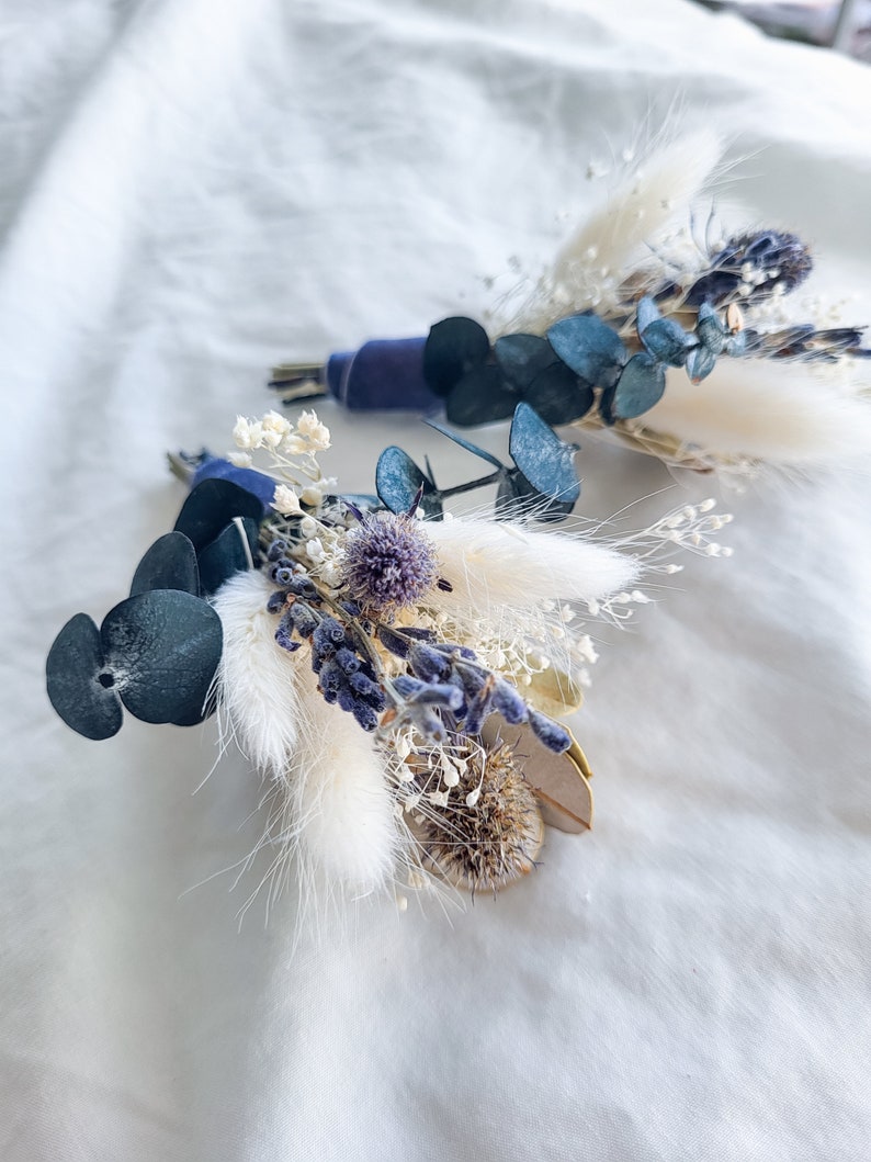 Blue and white boutonniere, Baby breath, lavender buttonhole, Boutonniere Pin, groomsmen, dried floral boutonniere, boho rustic wedding image 5