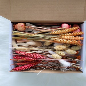 DIY flower box, fall flower box, for crafts, project box, loose floral, red, orange, beige, brown Mix of Fall colours