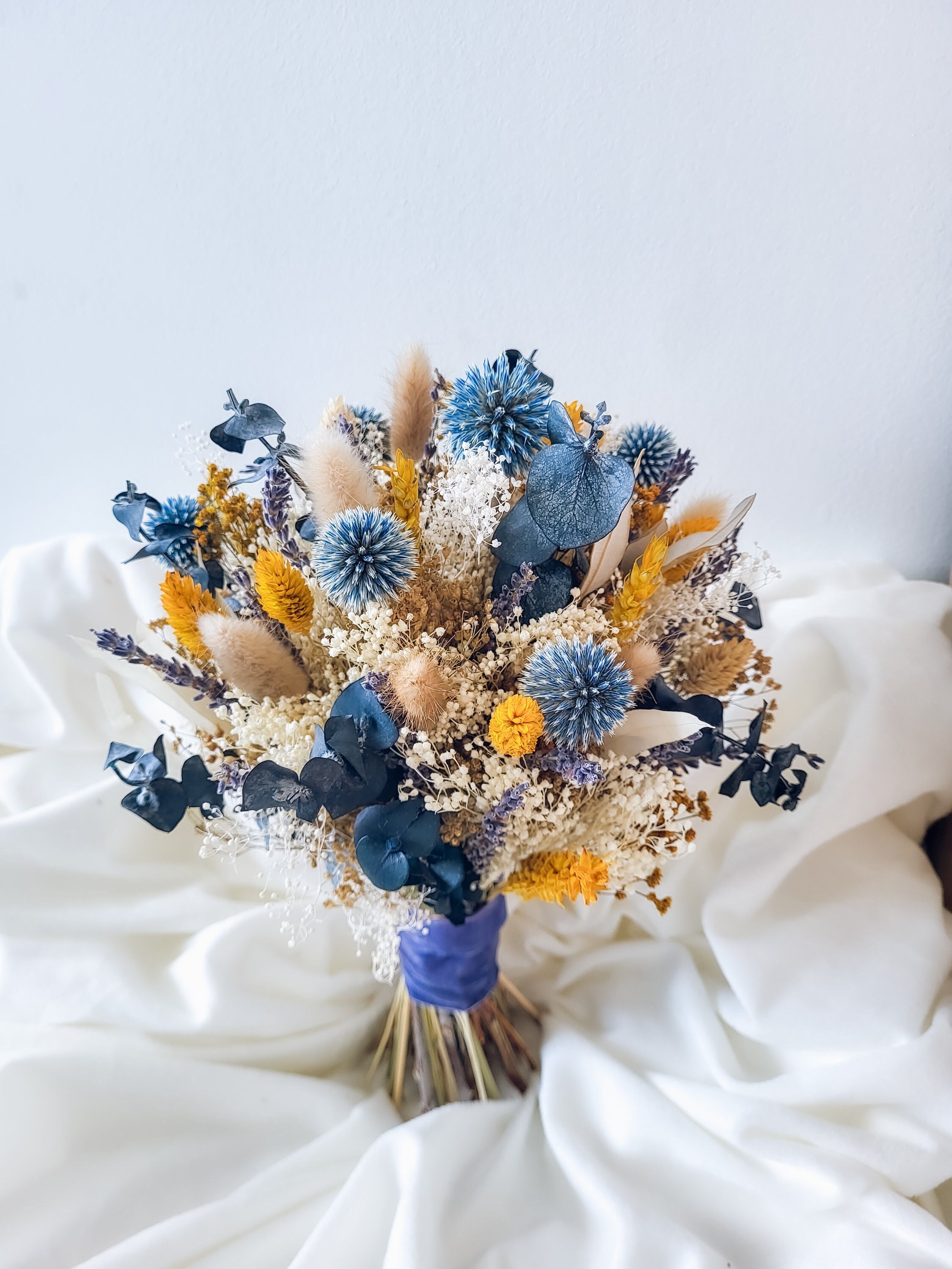 Dried Flowers Bouquet MARSEILLE, Blue Decorative Bouquet of