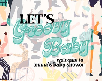 Groovy Baby Shower Welcome Sign | Baby Shower Welcome Sign Template | Hippie Baby Shower | Boho Baby Shower | Disco Baby Shower