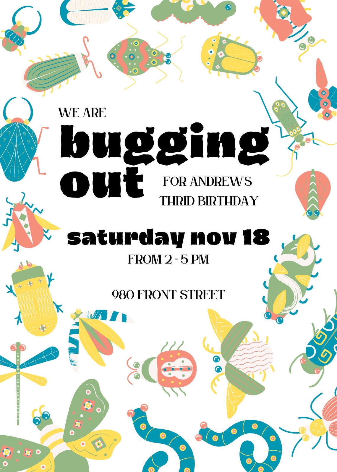 Bug Birthday Invitation | Bugging Out Birthday | Digital Download ...