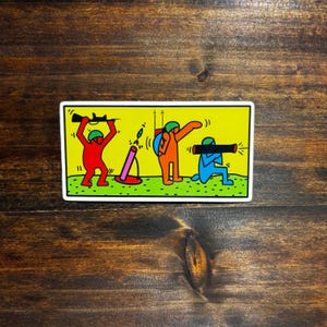 Militär Keith Haring-inspirerad klistermärke - Pop Art Soldiers vinyldekal
