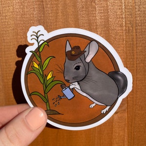Pegatina de animal divertido, pegatina de chinchilla, amante de chinchilla, vaquero, granjero, occidental, amante de los animales, pegatina de botella de agua, pegatina de computadora portátil