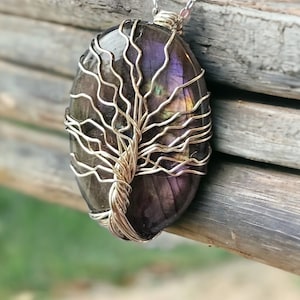 Labradorite Wire Wrapped Tree of Life Pendant