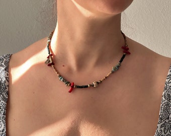 Red Coral Minimalist Necklace | Gift for Women Ethnic Jewelry | Boho Necklace | Tibetan Jewelry | Nepali Necklace