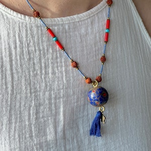 Rudraksha Necklace | Elephant Boho Necklace | Tassel Necklace | Tibetan Jewelry | Nepali Necklace | Gift for Women Ethnic Jewelry