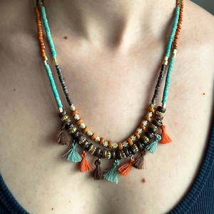 Ketting met kwastje | Cadeau voor vrouwen etnische sieraden | Nepalese ketting | Bohoketting etnisch design | Tibetaanse sieraden