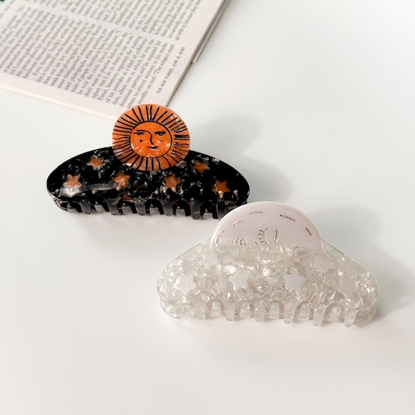 à cheveux griffes soleil et lune | Clip esthétique mignon de conception d'étoile céleste pour des femmes | Cadeaux filles