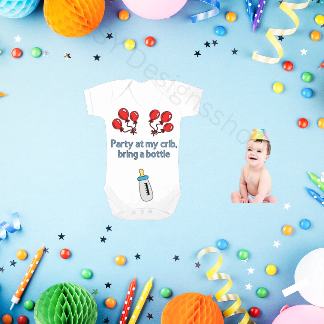 Baby Vest and Baby Grow Party at My Crib Bring a Bottle Etsy