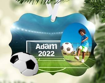 Soccer Ornament - Personalize with Photo and name - add your own picture and text!