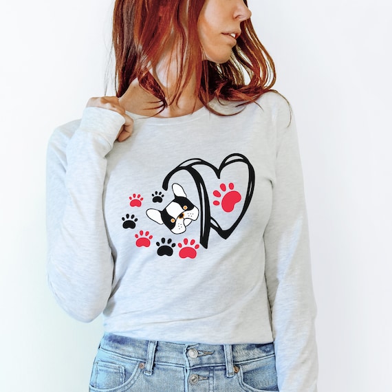 Dog hearts long sleeve shirt | Light ash or Black | Sizes S-3XL | Dog love!