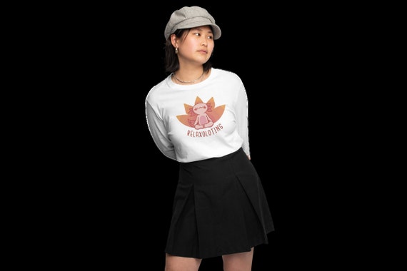 Long sleeve shirt - Relaxoloting - picture of a zen axolotl  | light ash or black colors | Sizes S-3XL!