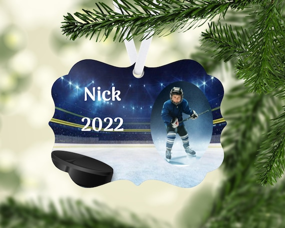 Hockey Ornament - Personalize with Photo and name - add your own picture and text!