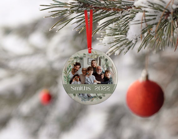 PERSONALIZED Christmas Ornament - Family photo and name - add your own picture and text!