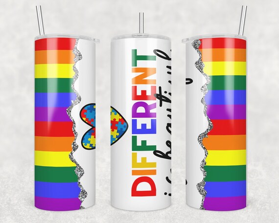 Autism Tumbler | Different is beautiful | 20oz skinny stainless steel with cover and straw