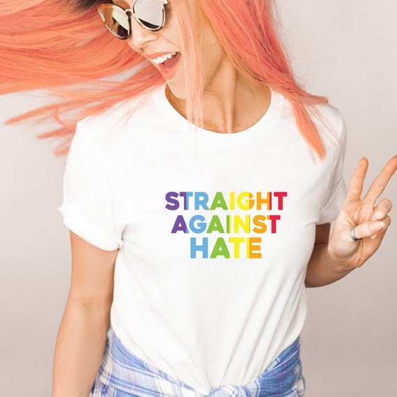 Straight Against Hate T-shirt - white LGBTQ advocacy
