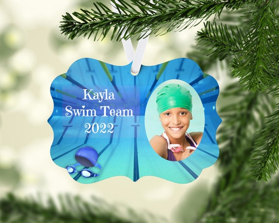 Swim Ornament - Personalize with Photo and name - add your own picture and text!