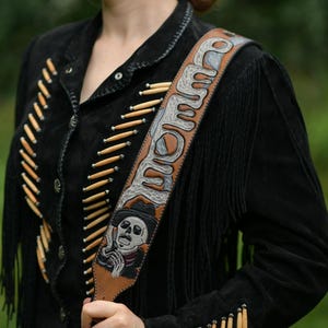 Customizable Hand-Tooled Leather Guitar Strap image 5