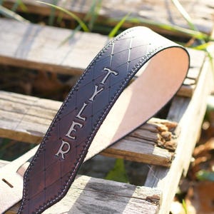 Customizable Hand-Tooled Leather Guitar Strap image 7