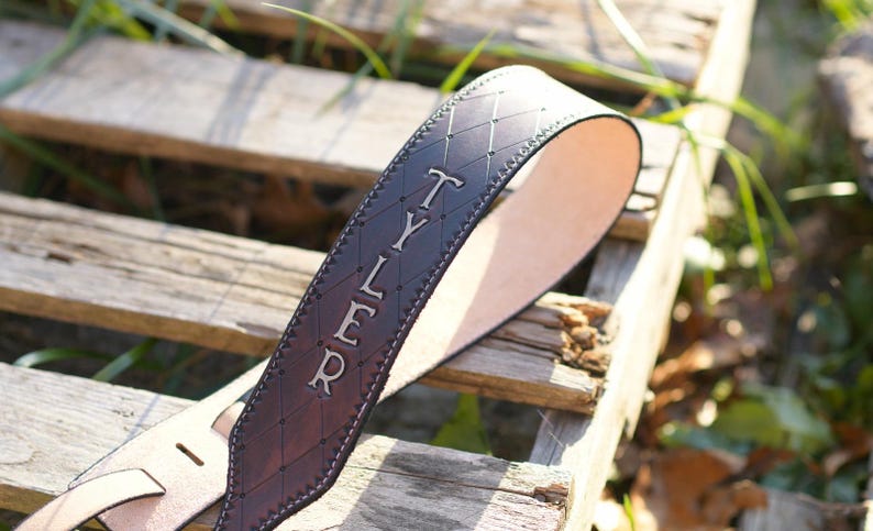 Customizable Hand-Tooled Leather Guitar Strap image 7