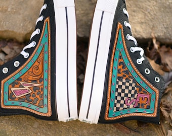 Customizable Hand-Tooled Leather on Converse