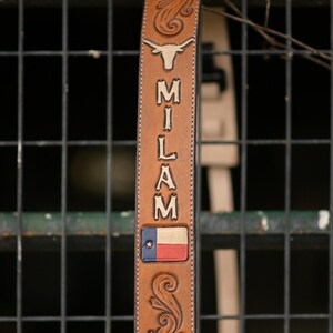 Customizable Hand-Tooled Leather Guitar Strap image 3