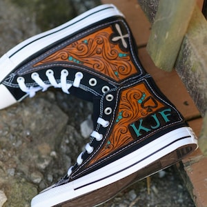 Customizable  Hand-Tooled Leather on Converse