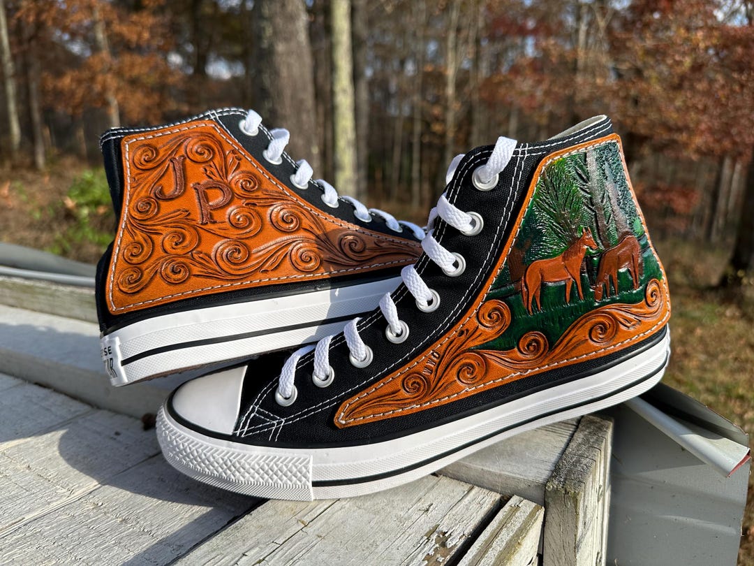 Leather converse shoes sales