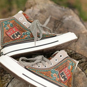 Customizable  Hand-Tooled Leather on Converse